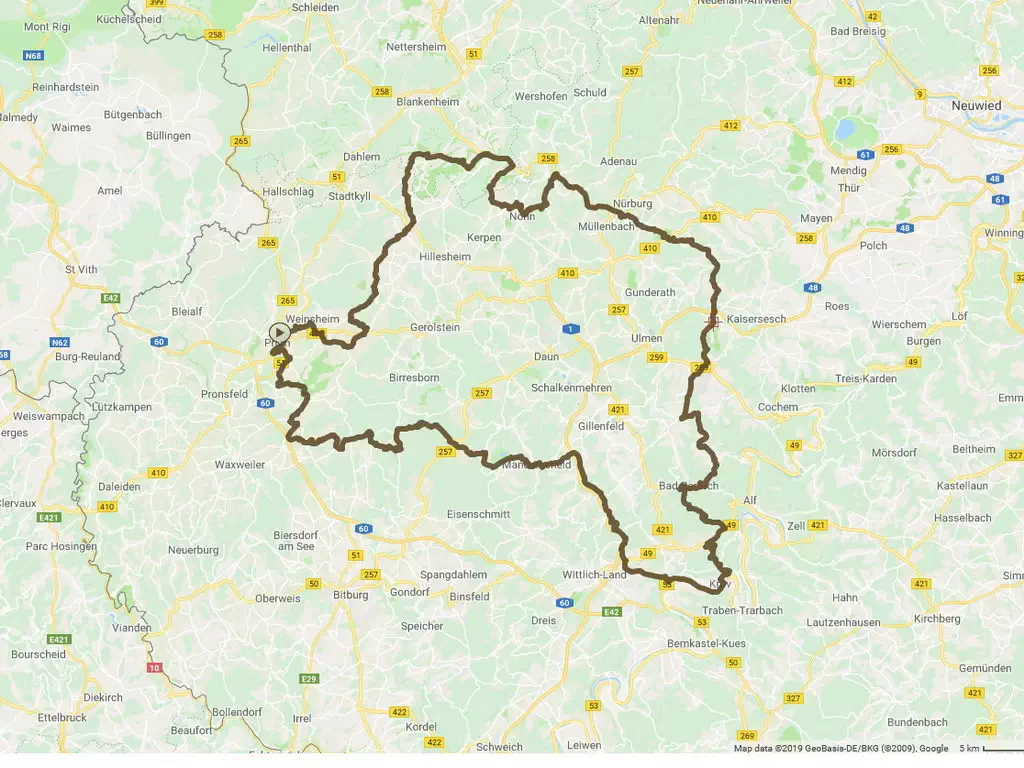 Motorradroute EWO-Kurvig-Eifel-Prum-Nurburgring-Mosel