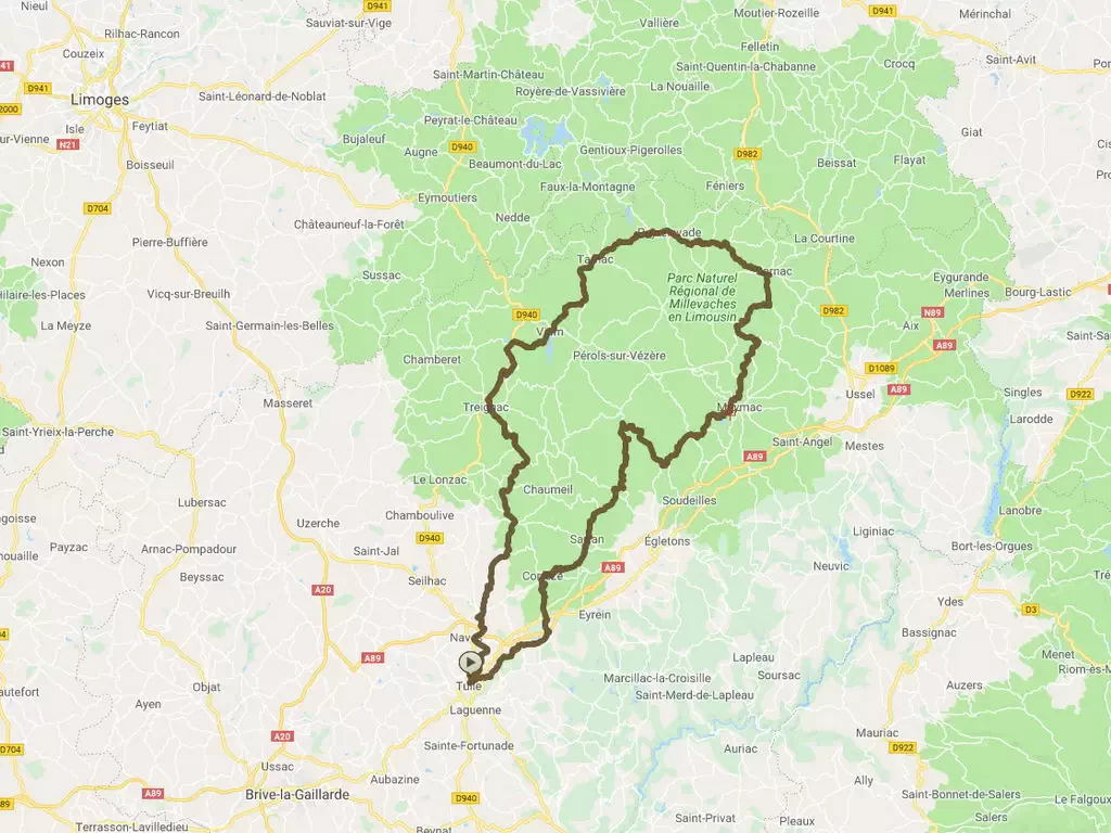 Motorradroute EWO-Dordogne-Naturpark-Millevaches-Limousin