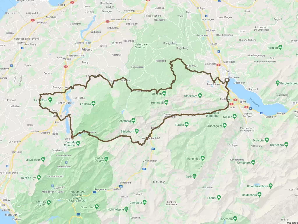Motorradroute EWO-Thun-Jaunpass-Gantrisch-Diemtigtal