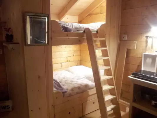 Die Betten in der Blockhütte